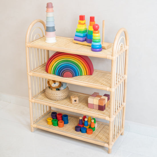 Emily's Montessori Toys and Learning Shelf | Shop Rattan Furniture Online On Kathy's Cove