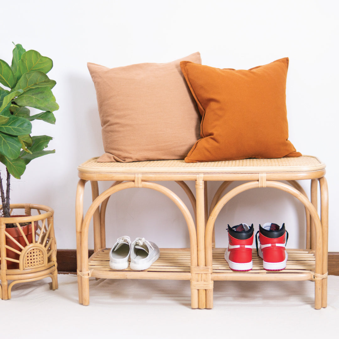 Emmett's Bench With Shelf | Buy Rattan Furniture Online | Kathy's Cove