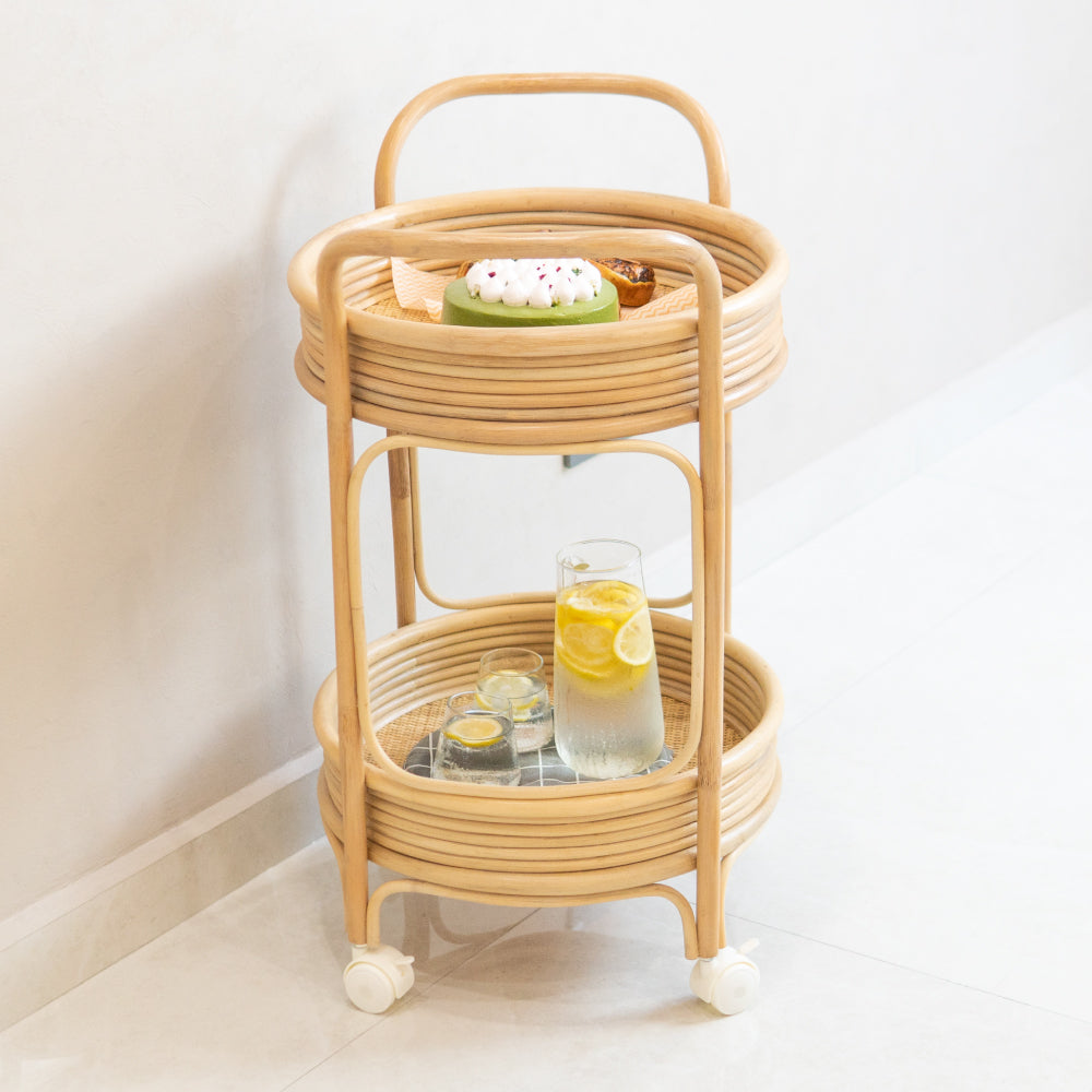 Load image into Gallery viewer, Luke&amp;#39;s Storage and Organising Round Cart Trolley | Shop Rattan Furniture Online On Kathy&amp;#39;s Cove
