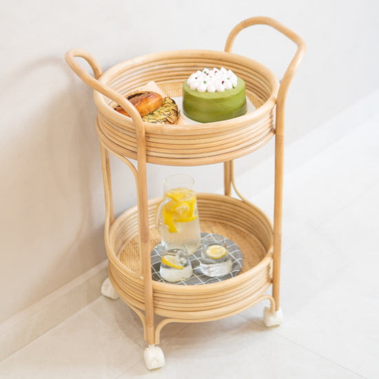 Luke's Storage and Organising Round Cart Trolley | Shop Rattan Furniture Online On Kathy's Cove