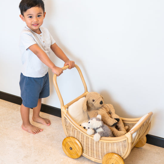 Luna’s Toy Pram With Cushion | Shop Rattan Toys Online | Kathy's Cove