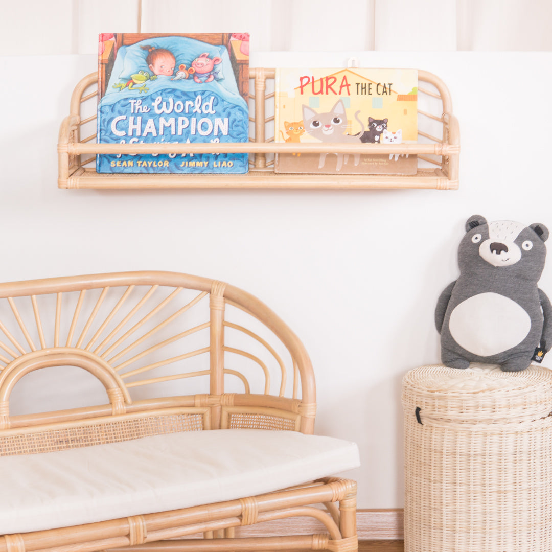 Load image into Gallery viewer, Matilda&amp;#39;s Books and Display Ledge | Buy Rattan Furniture and Rattan Toys Online | Kathy&amp;#39;s Cove
