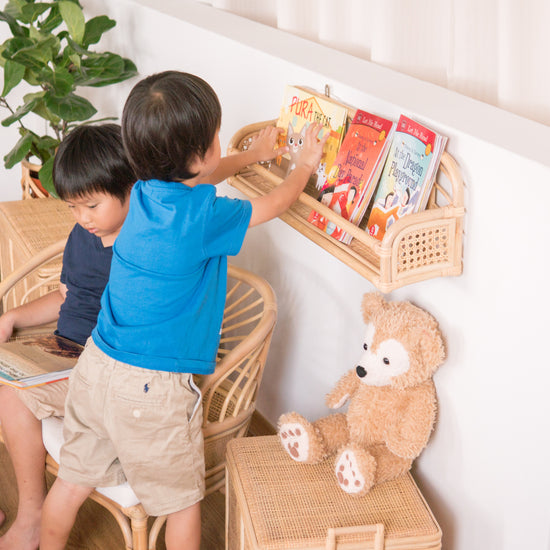 Load image into Gallery viewer, Matilda&amp;#39;s Books and Display Ledge | Buy Rattan Furniture and Rattan Toys Online | Kathy&amp;#39;s Cove
