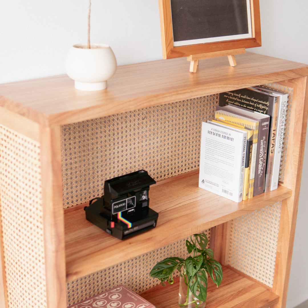 Penn’s Open Shelf Wood Bookcase | Shop Rattan Furniture Online On Kathy's Cove