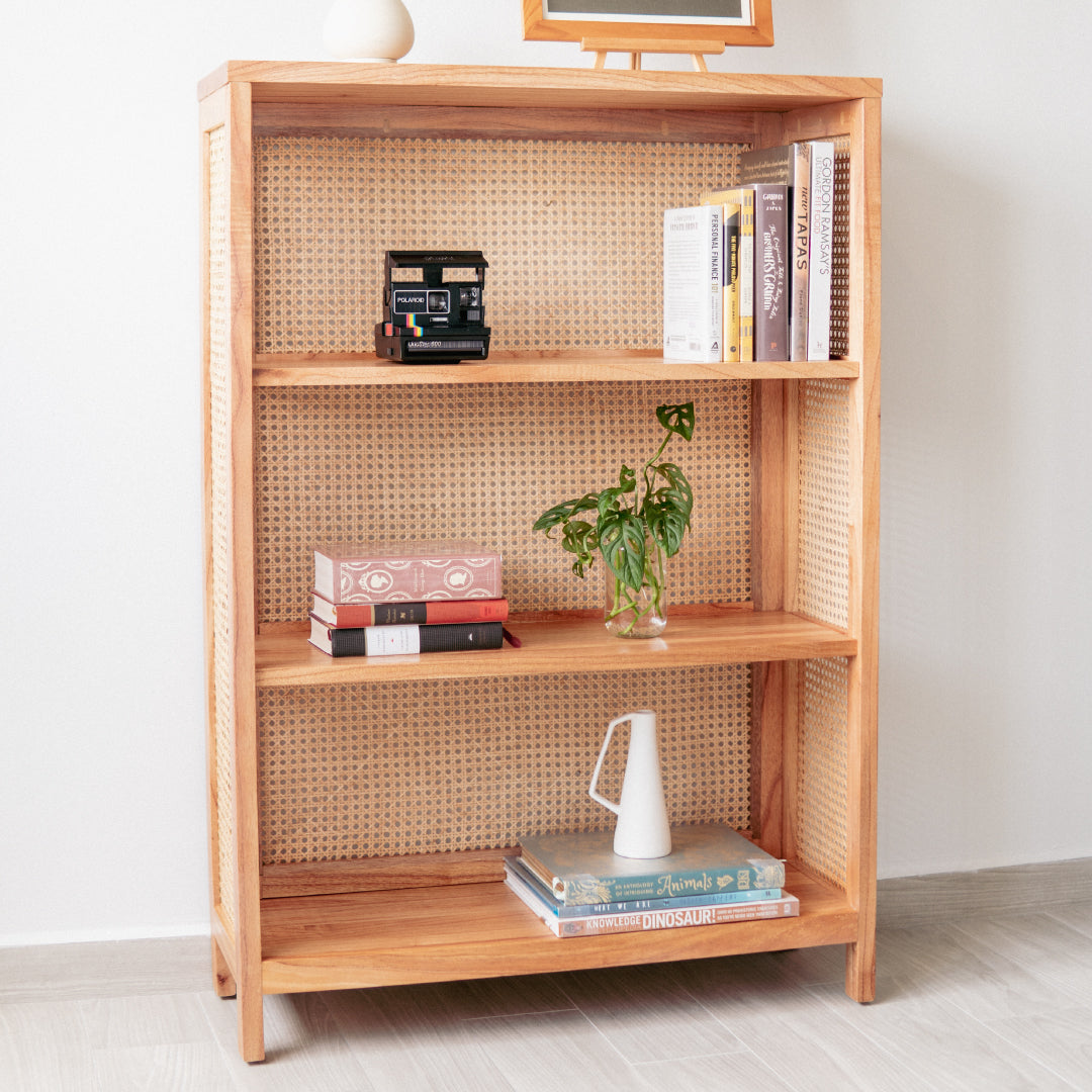 Penn’s Open Shelf Wood Bookcase | Shop Rattan Furniture Online On Kathy's Cove