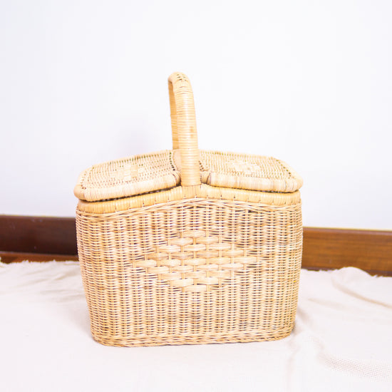 Piper's Handwoven Vintage Picnic Basket | Buy Rattan Furniture Online | Kathy's Cove
