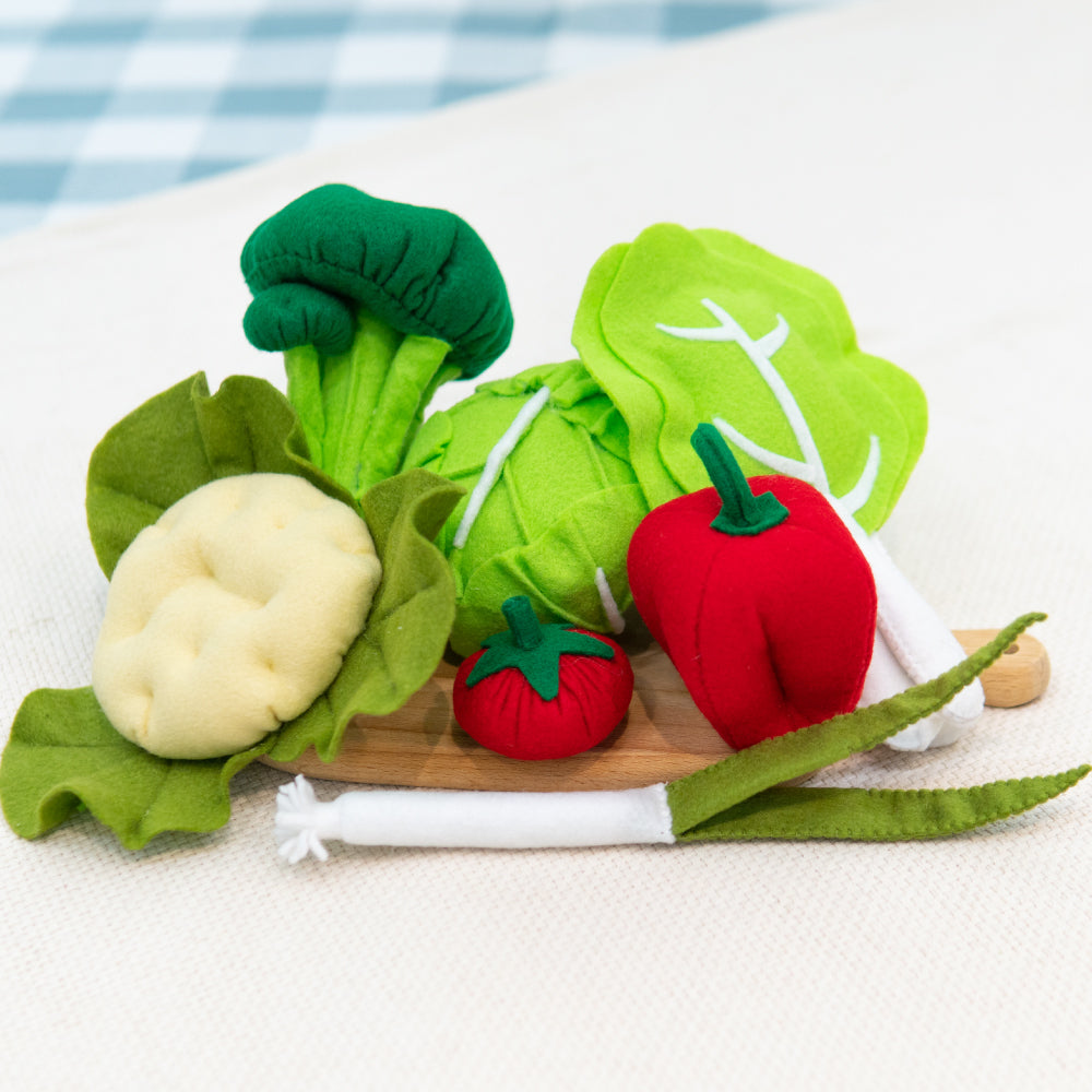 Load image into Gallery viewer, Salad Fruits and Vegetables Felt Toys Set | Kathy&amp;#39;s Cove
