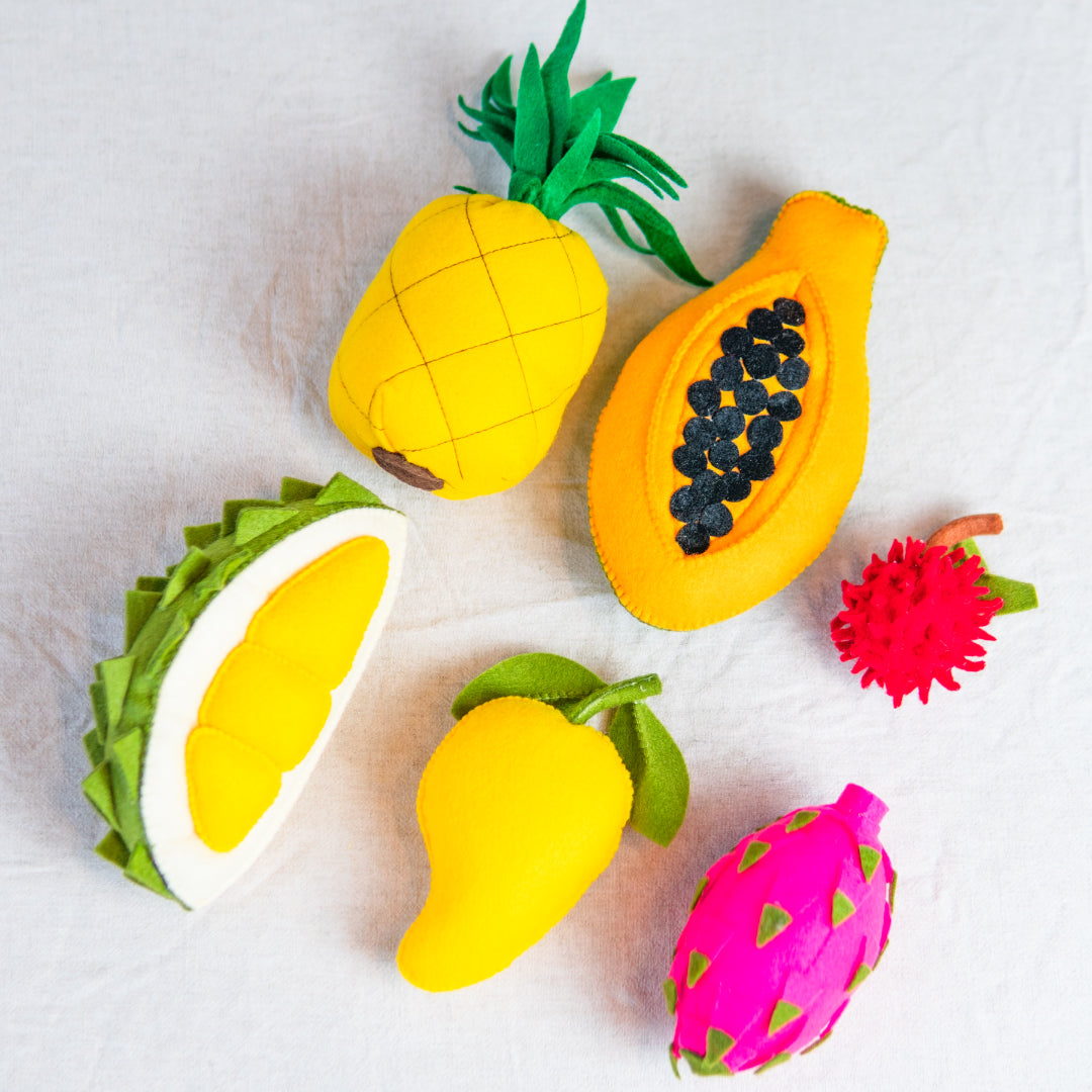 Tropical Fruits Felt Toys Set | Kathy's Cove | Handwoven Felt Food Toys